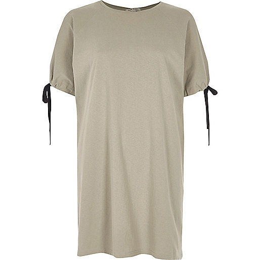 jacques-vertuk Khaki green tie cuff longline T-shirt 703459 women Tops T-Shirts & Vests Plain T-Shirts / Vests