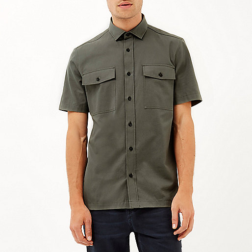 river island jean types,jacques-vertuk Outlet Khaki green utility short sleeve shirt men 287783