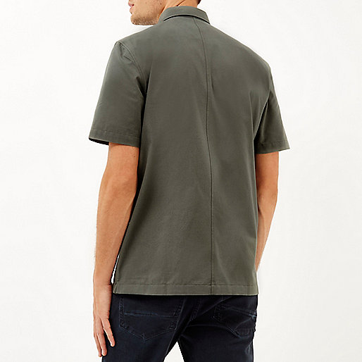 river island jean types,jacques-vertuk Outlet Khaki green utility short sleeve shirt men 287783