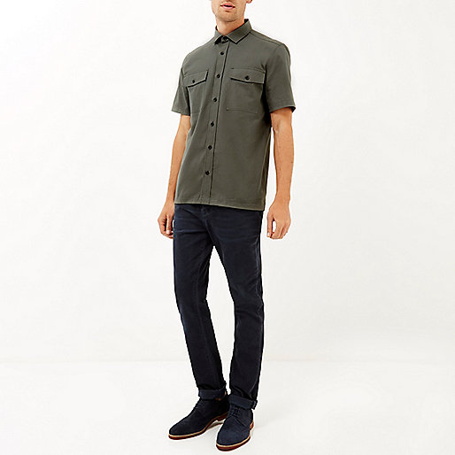 river island jean types,jacques-vertuk Outlet Khaki green utility short sleeve shirt men 287783