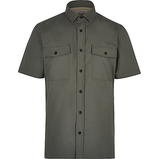 river island jean types,jacques-vertuk Outlet Khaki green utility short sleeve shirt men 287783