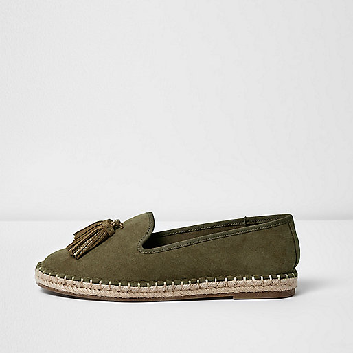 jacques-vertuk Khaki green wide fit tassel espadrilles 698863 women Seasonal Offers