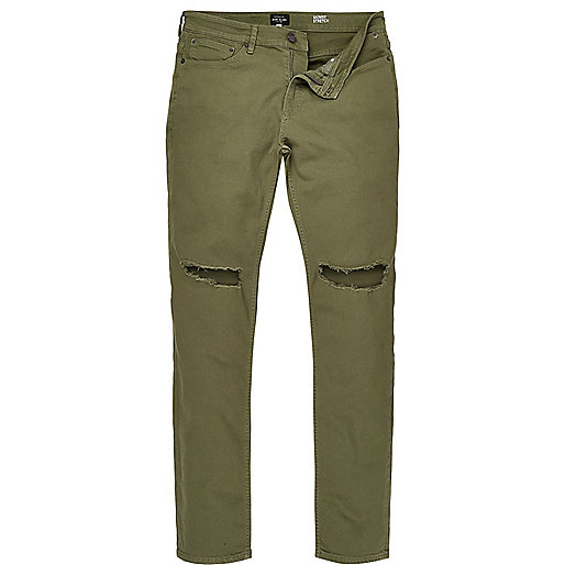 jacques-vertuk Khaki Sid ripped skinny jeans 293716 men Jeans