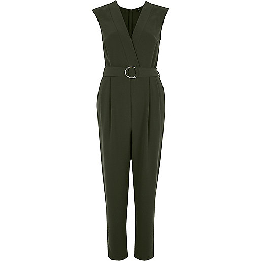 jacques-vertuk Khaki sleeveless tailored jumpsuit 709525 women Playsuits / Jumpsuits Jumpsuits