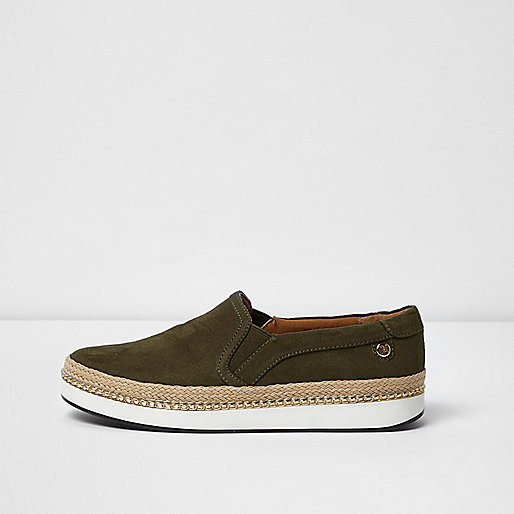 jacques-vertuk Khaki slip on espadrille flatform plimsolls 703912 women Shoes / Boots Plimsolls / Trainers