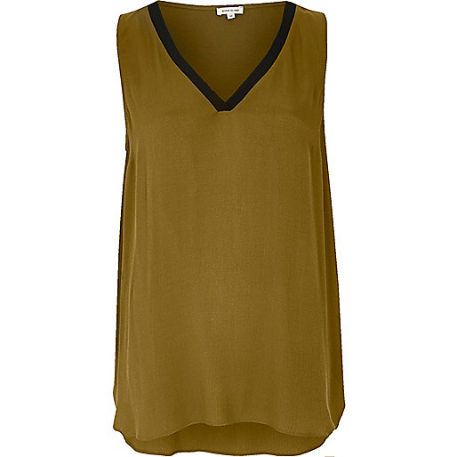 jacques-vertuk Khaki sporty V-neck tank 690501 women Tops