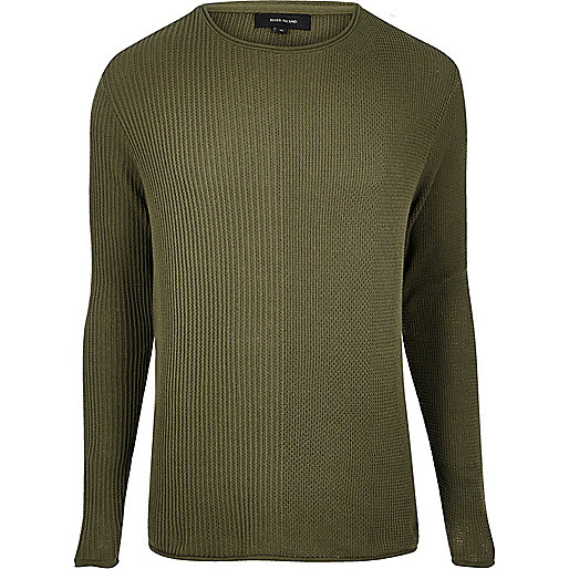 jacques-vertuk Khaki stitch block sweater 292707 men Jumpers / Cardigans