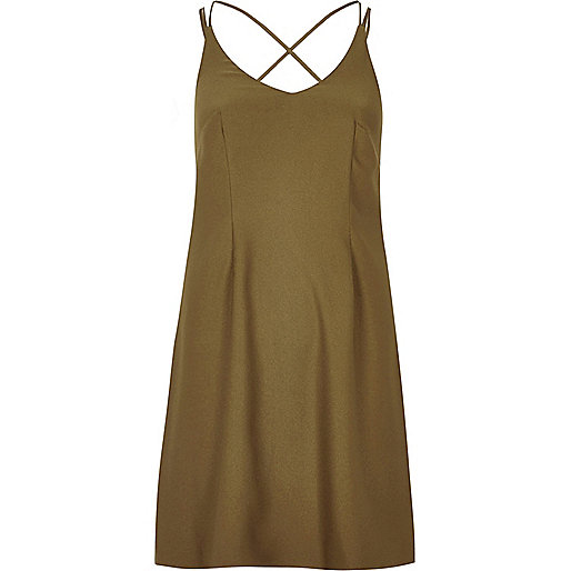 jacques-vertuk Khaki strappy slip dress 693378 women Dresses