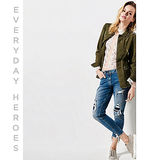 river island navy heels,Pink Trouser Suit jacques-vertuk Khaki stud detail miltary jacket Coats / Jackets Sale women