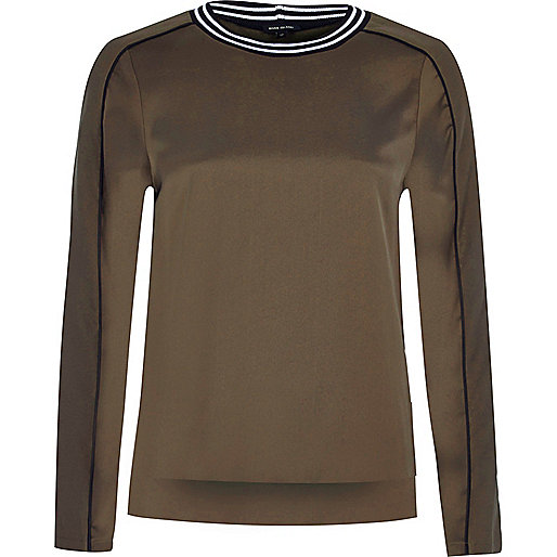 jacques-vertuk Khaki tipped sweatshirt 691334 women T-Shirts & Vests