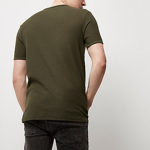 river island tops,Where Else Sells jacques-vertuk Clothes Khaki waffle T-shirt T-shirts T-Shirts / Tanks men