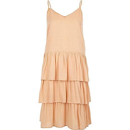 jacques-vertuk Light beige tiered midi slip dress 699391 women Festival