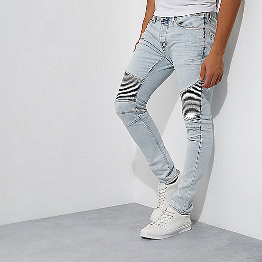 river island mens boots sale,jacques-vertuk UK Sale Light blue acid wash biker skinny jeans men 302050