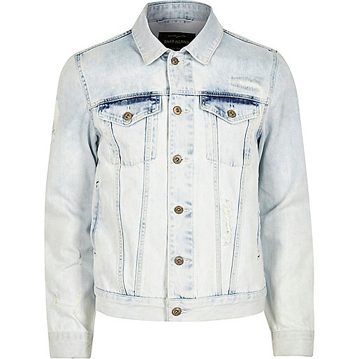 jacques-vertuk Light blue acid wash denim jacket 300376 men Coats / Jackets