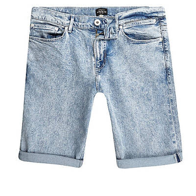 jacques-vertuk Light blue acid wash skinny fit denim short 301597 men Shorts