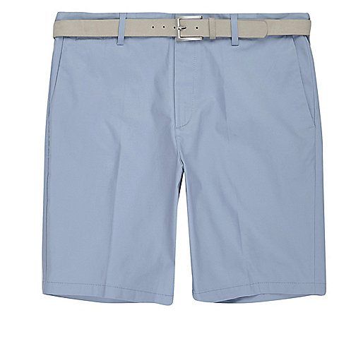 jacques-vertuk Light blue belt detail slim fit shorts 299230 men Shorts Smart Shorts