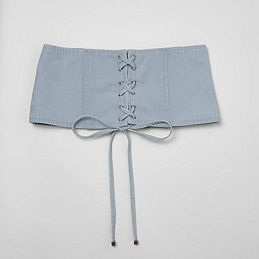 jacques-vertuk Light blue denim lace-up waist belt 705373 women Accessories