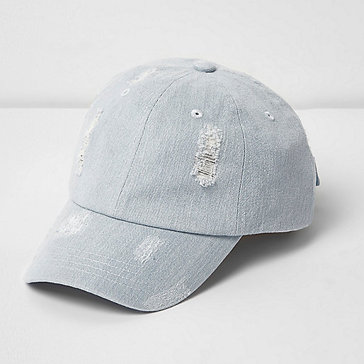 jacques-vertuk Light blue distressed denim baseball cap 706182 women Accessories Hats