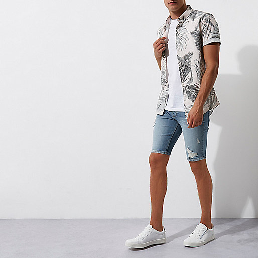 river island cream jeans,jacques-vertuk In Store Light blue distressed skinny fit denim shorts Casual Shorts Shorts men