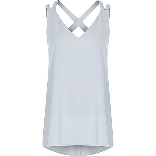 jacques-vertuk Light blue double strap cross back tank 706353 women Tops Cami / Sleeveless Tops