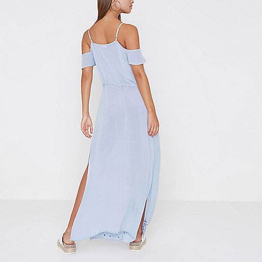 river island long fur coat,Riverine Islands Light blue embroidered maxi beach dress Caftans / Cover-Ups Swimwear / Beachwear women