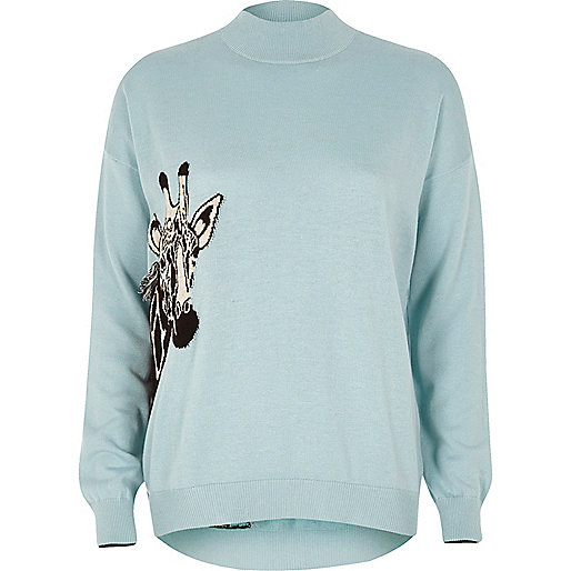 jacques-vertuk Light blue giraffe turtle neck sweater 704874 women Knitwear Jumpers