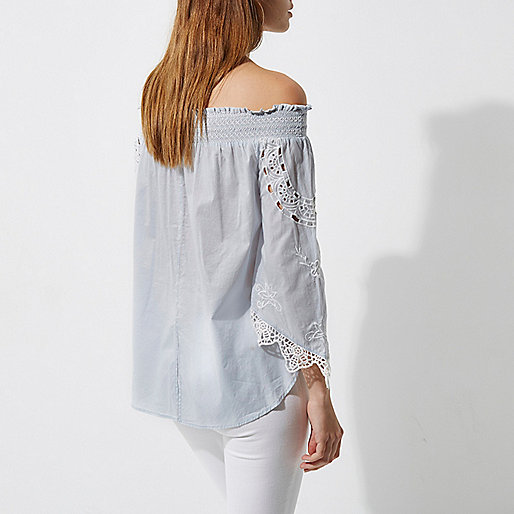 river island quilted blazer,jacques-vertuk New In Light blue lace sleeve bardot top Bardot / Cold Shoulder Tops Tops women