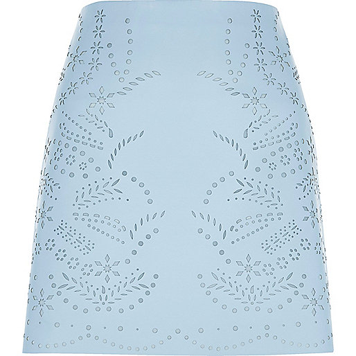 rose gold wedges river island,jacques-vertuk Online Light blue laser cut faux leather mini skirt women 697237