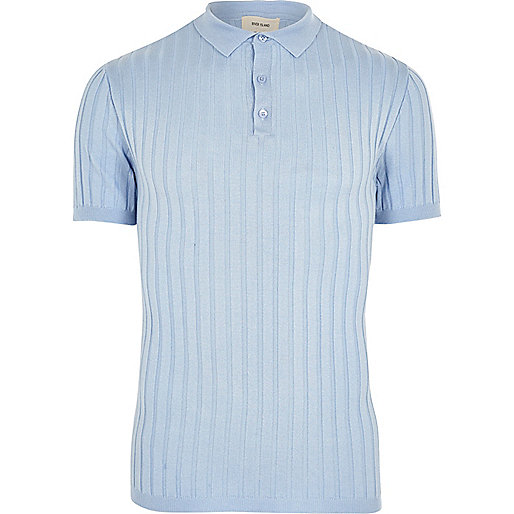 river island shoes womens sale,Who Owns jacques-vertuk Light blue muscle fit ribbed knit polo shirt Polo Shirts men