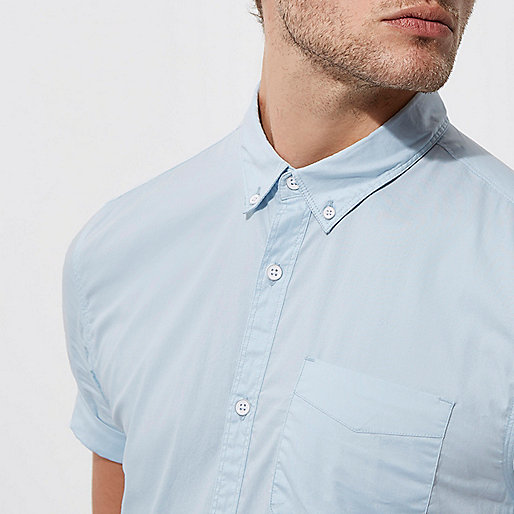 unidays river island,jacques-vertuk UK Sale Light blue muscle fit short sleeve shirt men 302719