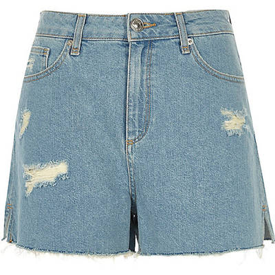 jacques-vertuk Light blue raw hem distressed shorts 697720 women Shorts Denim Shorts