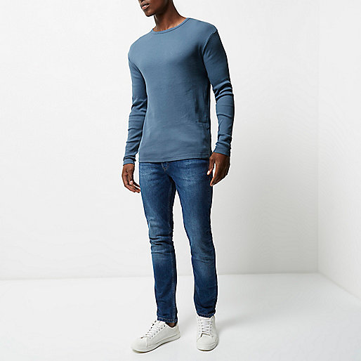 river island spray on jeans mens,jacques-vertuk UK Sale Light blue ribbed slim fit T-shirt men 296330