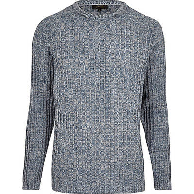 jacques-vertuk Light blue ribbed sweater 297861 men Jumpers / Cardigans