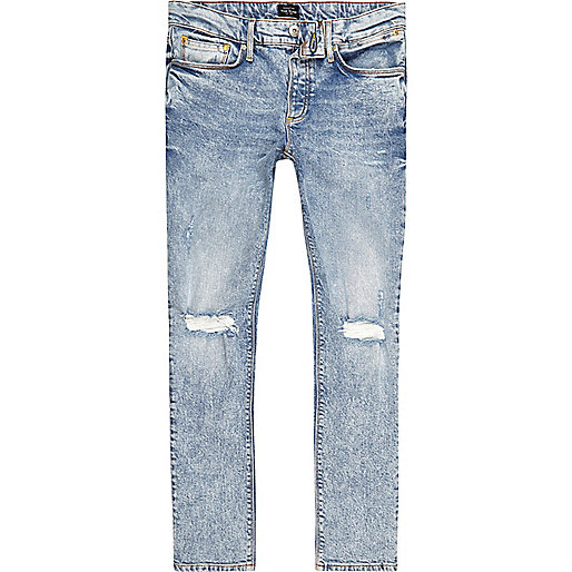 jacques-vertuk Light blue ripped knee Sid skinny jeans 300761 men Jeans Skinny Jeans