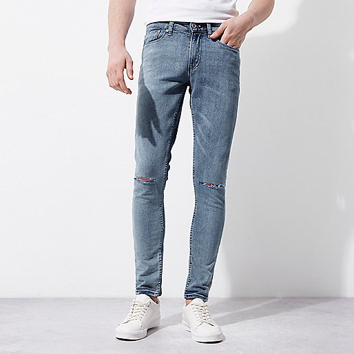 river island leopard coat,Where To Buy jacques-vertuk Online Light blue ripped knee wash skinny Sid jeans Jeans Sale men