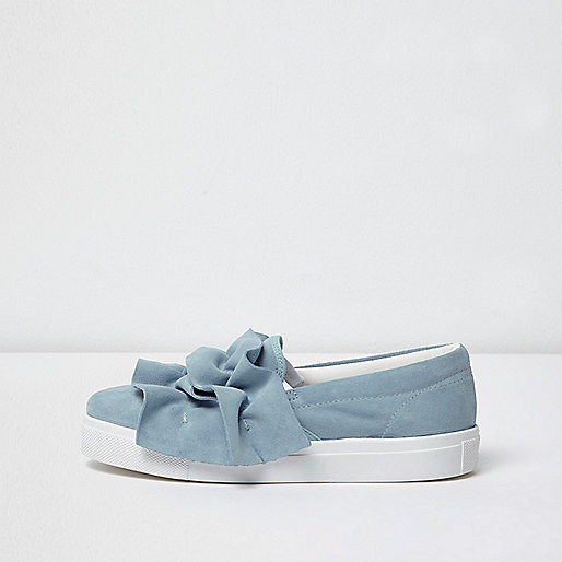 jacques-vertuk Light blue ruffle slip on plimsolls 706232 women Shoes / Boots