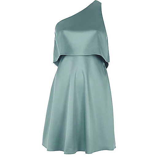 riverisland com dresses,jacques-vertuk Womens Tops Sale Light blue satin one shoulder skater dress Dresses Sale women