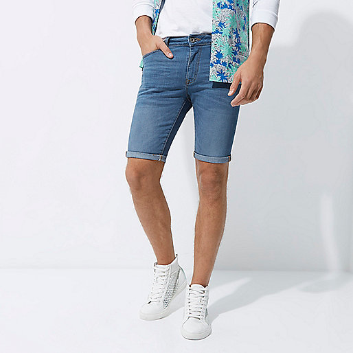 river island belted puffer,jacques-vertuk Ireland Light blue skinny fit denim shorts men 301293