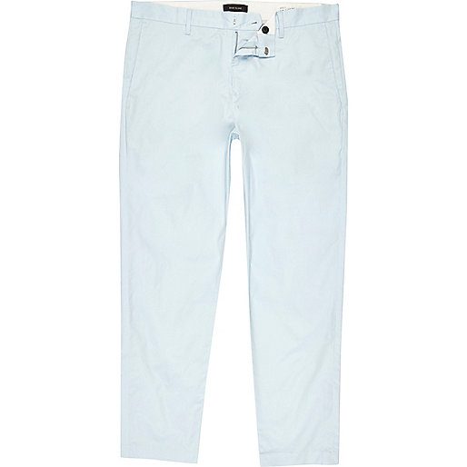 jacques-vertuk Light blue slim ankle grazer chino pants 302513 men Trousers Chinos