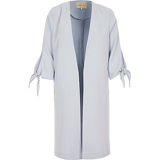 black and gold river island bag,jacques-vertuk London Light blue tie cuff duster jacket women 706911