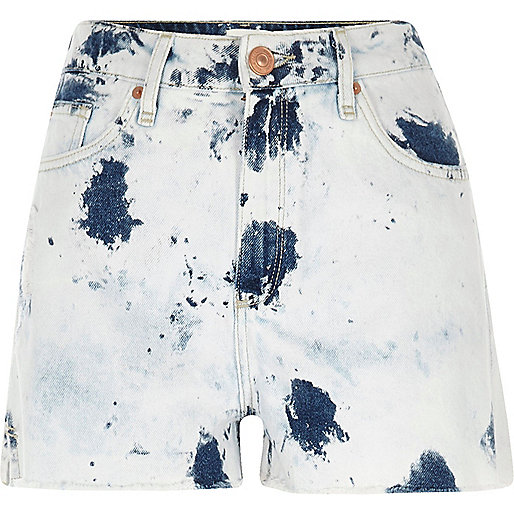 jacques-vertuk Light blue tie dye high waisted denim shorts 702634 women Holiday Shop