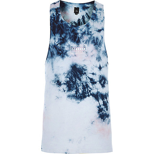 jacques-vertuk Light blue tie dye print dropped armhole tank 302076 men T-Shirts / Vests Vests