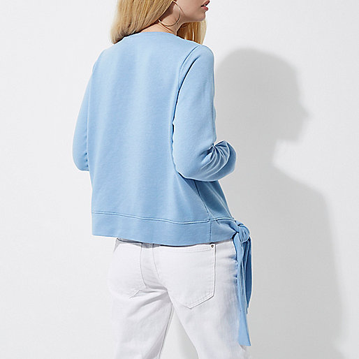 river island skirts sale,jacques-vertuk Shop Light blue tie hem sweatshirt women 706067