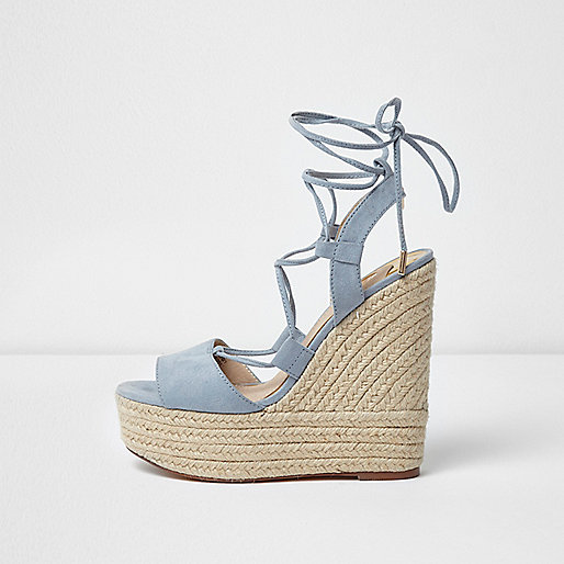 jacques-vertuk Light blue tie up espadrille platform wedges 699870 women Shoes / Boots