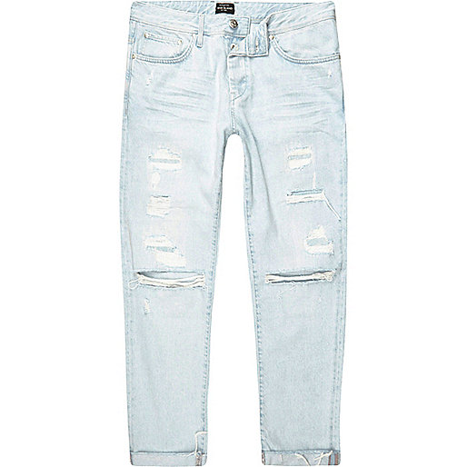 jacques-vertuk Light blue wash Cody ripped loose fit jeans 300800 men Jeans Loose Jeans