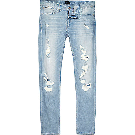 jacques-vertuk Light blue wash extreme rips skinny Sid jeans 299539 men Jeans