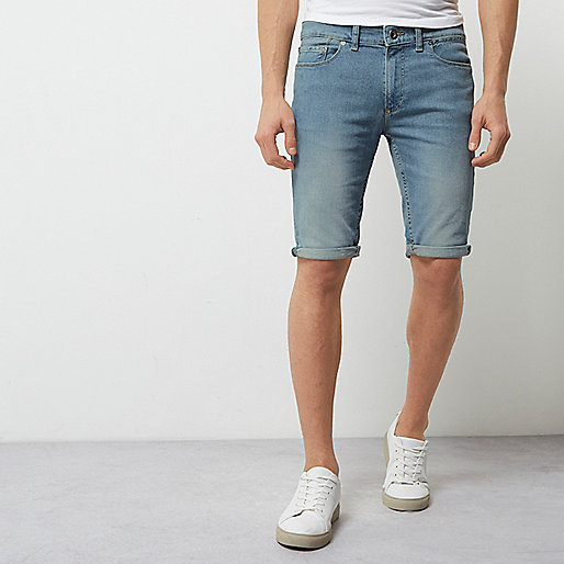 river island blue satin dress,Island Clothing Uk Light blue wash faded denim shorts Shorts Sale men