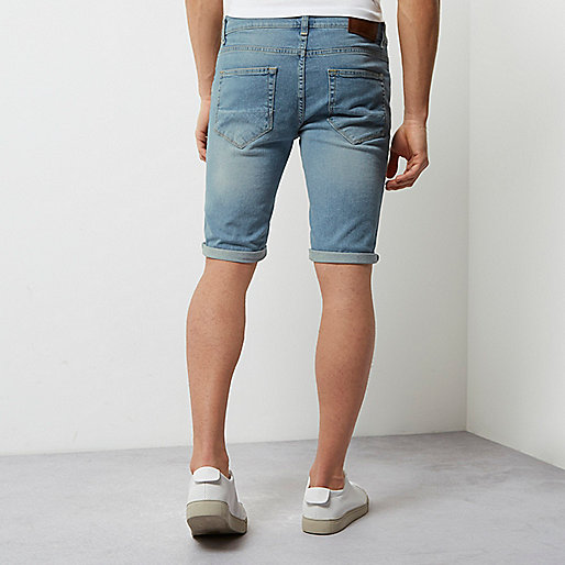 river island blue satin dress,Island Clothing Uk Light blue wash faded denim shorts Shorts Sale men