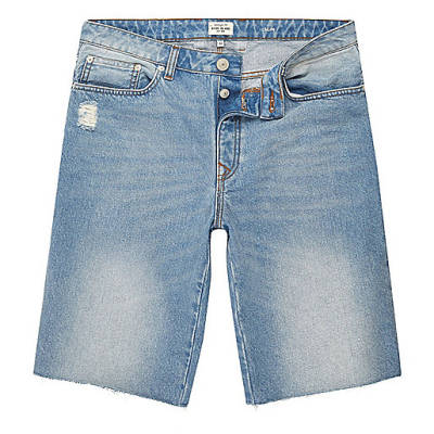 river island jean jacket womens,jacques-vertuk Sale Light blue wash frayed denim shorts men 295160