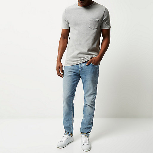 river island bow top,jacques-vertuk Ireland Light blue wash Jimmy slim tapered jeans men 293699